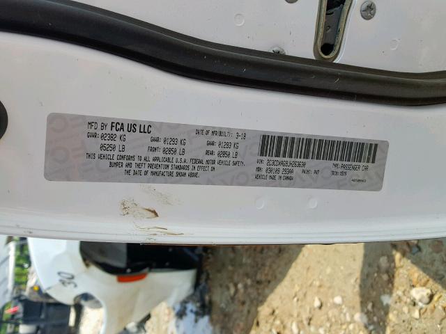 2C3CDXAG9JH263630 - 2018 DODGE CHARGER PO WHITE photo 10