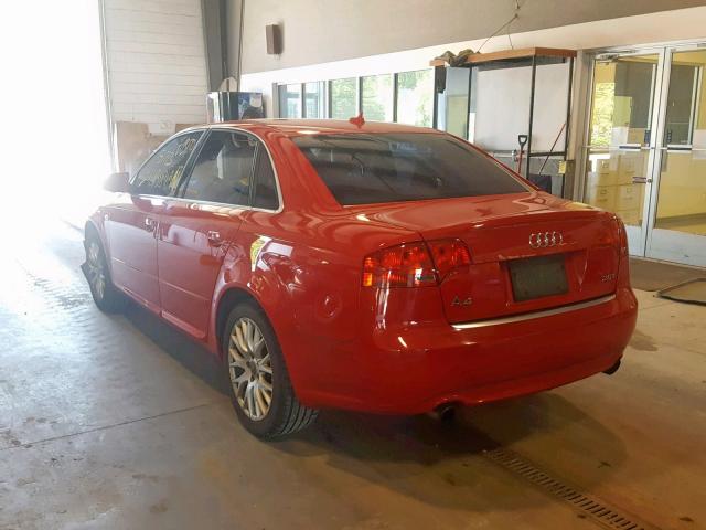 WAUAF78E58A168229 - 2008 AUDI A4 2.0T RED photo 3