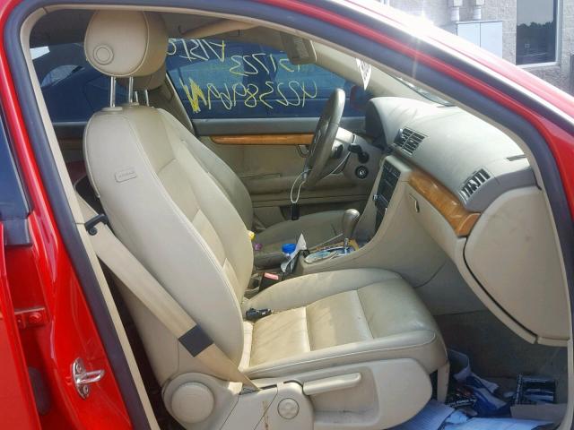 WAUAF78E58A168229 - 2008 AUDI A4 2.0T RED photo 5