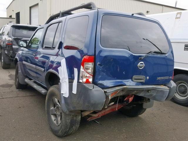 5N1ED28T62C520687 - 2002 NISSAN XTERRA XE BLUE photo 3