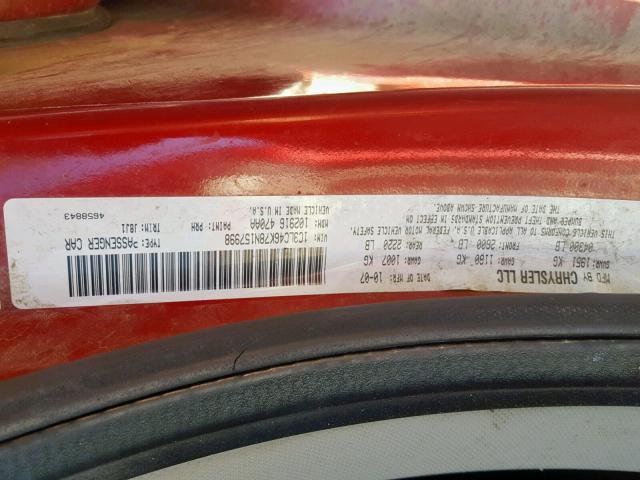 1C3LC46K78N157998 - 2008 CHRYSLER SEBRING LX RED photo 10