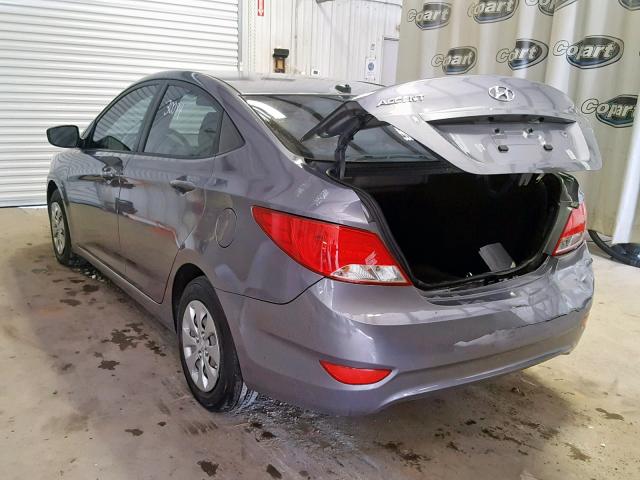 KMHCT4AE5GU006333 - 2016 HYUNDAI ACCENT SE GRAY photo 3