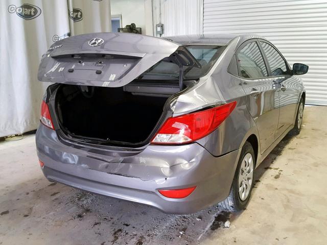 KMHCT4AE5GU006333 - 2016 HYUNDAI ACCENT SE GRAY photo 4