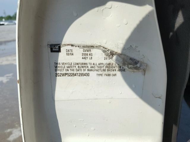 2G2WP522641295430 - 2004 PONTIAC GRAND PRIX WHITE photo 10