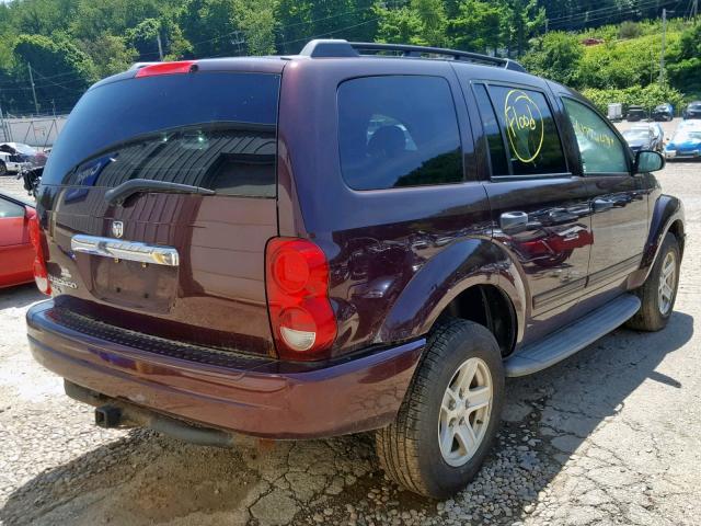 1D4HB48N54F200091 - 2004 DODGE DURANGO SL BURGUNDY photo 4