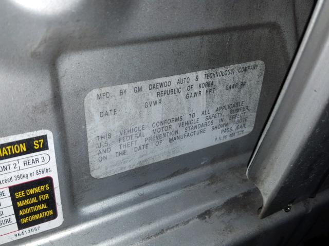 KL1TJ52614B270350 - 2004 CHEVROLET AVEO LS SILVER photo 10