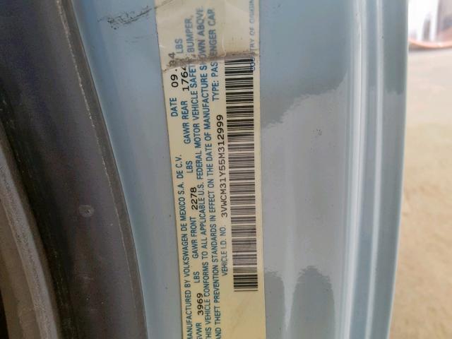 3VWCM31Y55M312999 - 2005 VOLKSWAGEN NEW BEETLE ლურჯი ფოტო 10