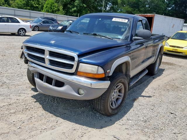 1B7GG22N8YS533101 - 2000 DODGE DAKOTA BLUE photo 2