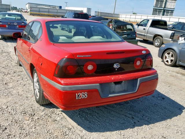 2G1WF52E749323173 - 2004 CHEVROLET IMPALA RED photo 3