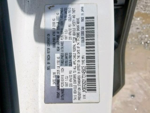 JM3ER293170146803 - 2007 MAZDA CX-7 WHITE photo 10