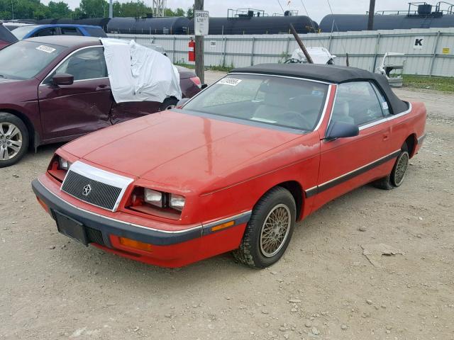 1C3XJ45K3LG487160 - 1990 CHRYSLER LEBARON RED photo 2