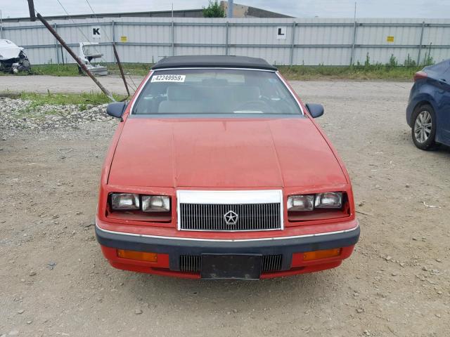 1C3XJ45K3LG487160 - 1990 CHRYSLER LEBARON RED photo 9