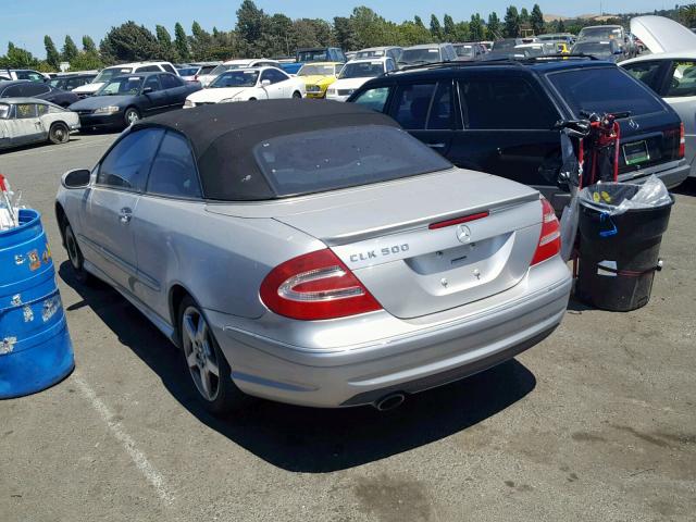 WDBTK75J75F134525 - 2005 MERCEDES-BENZ CLK 500 SILVER photo 3