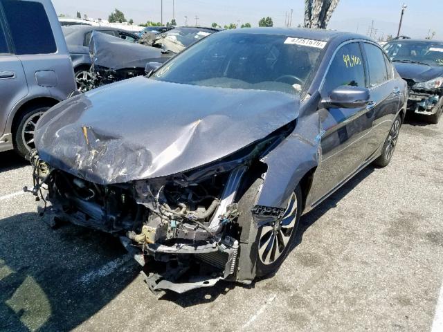 1HGCR6F53FA005464 - 2015 HONDA ACCORD HYB GRAY photo 2