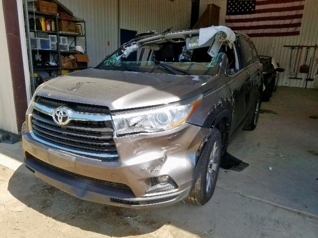 5TDJKRFH9FS147892 - 2015 TOYOTA HIGHLANDER GRAY photo 2