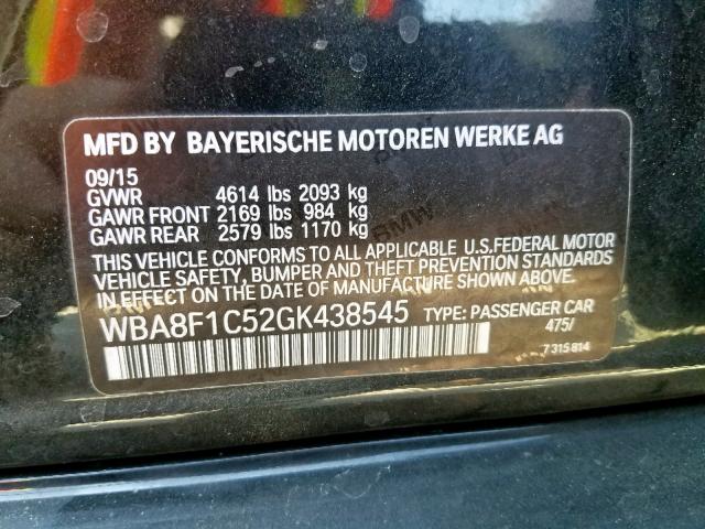 WBA8F1C52GK438545 - 2016 BMW 328 D BLACK photo 10