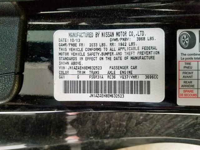 JN1AZ4EH8EM632523 - 2014 NISSAN 370Z BASE BLACK photo 10