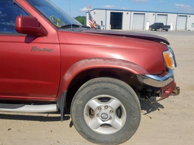 1N6ED27T7YC386008 - 2000 NISSAN FRONTIER C RED photo 9