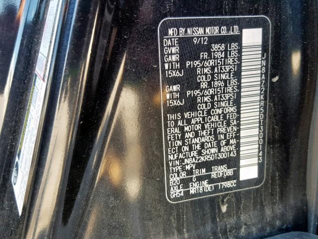 JN8AZ2KR5DT300143 - 2013 NISSAN CUBE S BLUE photo 10