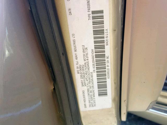 4S3BL856484214344 - 2008 SUBARU LEGACY 3.0 TAN photo 10