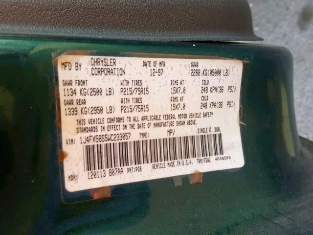 1J4FX58S5WC233057 - 1998 JEEP GRAND CHER GREEN photo 10