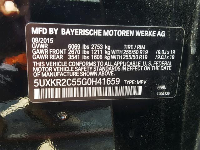5UXKR2C55G0H41659 - 2016 BMW X5 SDRIVE3 BLACK photo 10