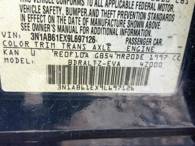 3N1AB61EX9L697126 - 2009 NISSAN SENTRA 2.0 GRAY photo 10