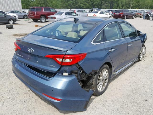 5NPE34AF8FH154796 - 2015 HYUNDAI SONATA SPO BLUE photo 4