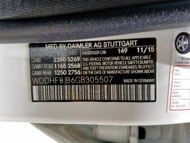 WDDHF8JB6GB305507 - 2016 MERCEDES-BENZ E 350 4MAT WHITE photo 10