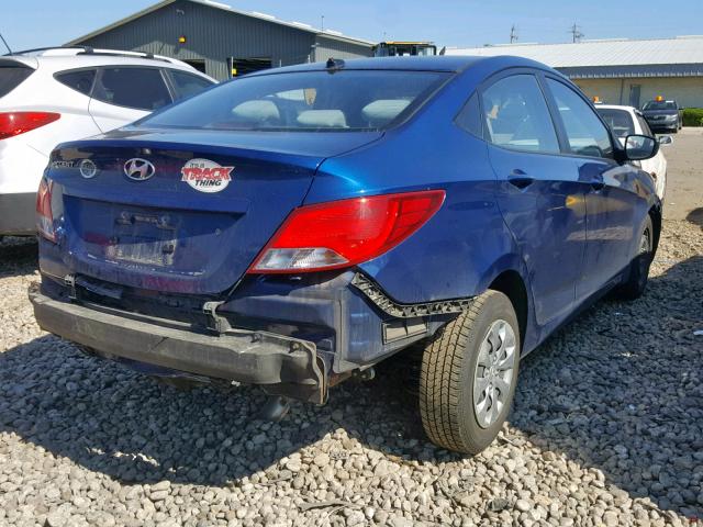 KMHCT4AEXFU886444 - 2015 HYUNDAI ACCENT BLUE photo 4