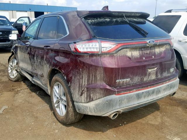 2FMPK4J92JBC40031 - 2018 FORD EDGE SEL BURGUNDY photo 3