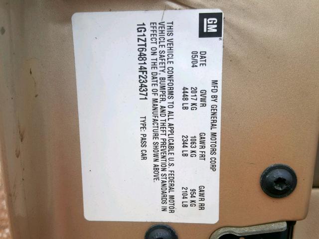 1G1ZT64814F234371 - 2004 CHEVROLET MALIBU MAX 棕色 照片 10