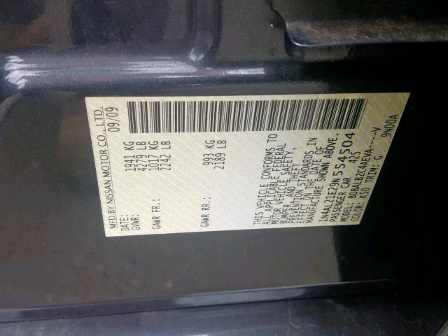 1N4AL21E29N554504 - 2009 NISSAN ALTIMA 2.5 GRAY photo 10