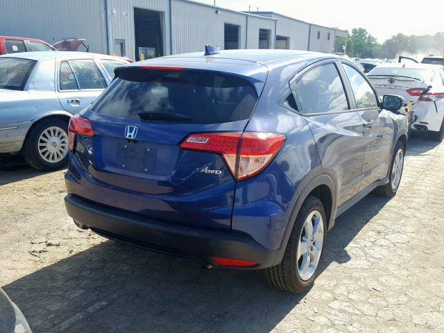 3CZRU6H54GM742465 - 2016 HONDA HR-V EX BLUE photo 4