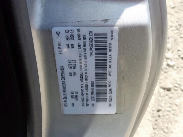 1C3EL55RX4N101562 - 2004 CHRYSLER SEBRING LX SILVER photo 10