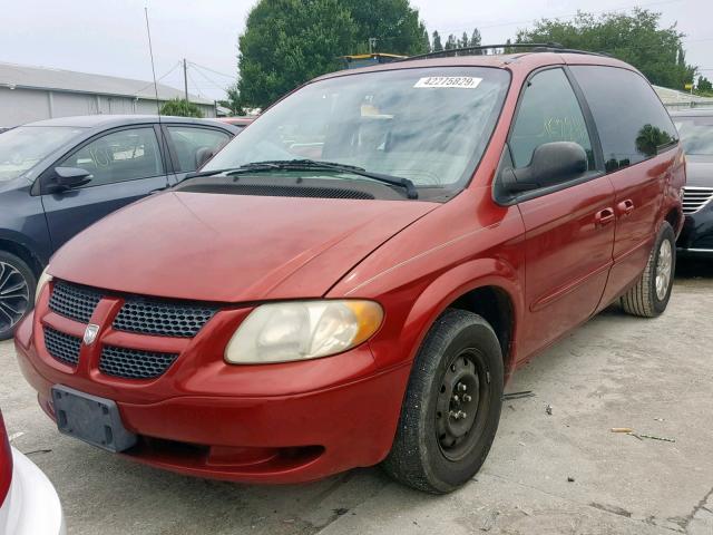 1B8GP45G01B100267 - 2001 DODGE CARAVAN SP RED photo 2