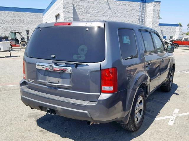 5FNYF3H20BB018074 - 2011 HONDA PILOT LX GRAY photo 4