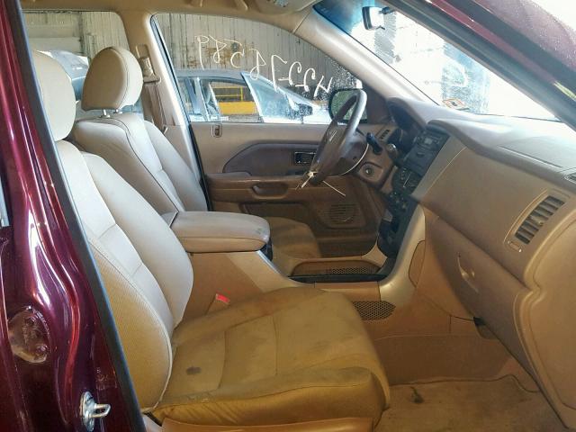 5FNYF28187B019708 - 2007 HONDA PILOT LX BURGUNDY photo 5