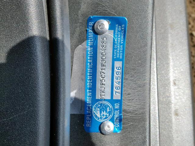 JTKJF5C71FJ004885 - 2015 TOYOTA SCION TC ნაცრისფერი ფოტო 10