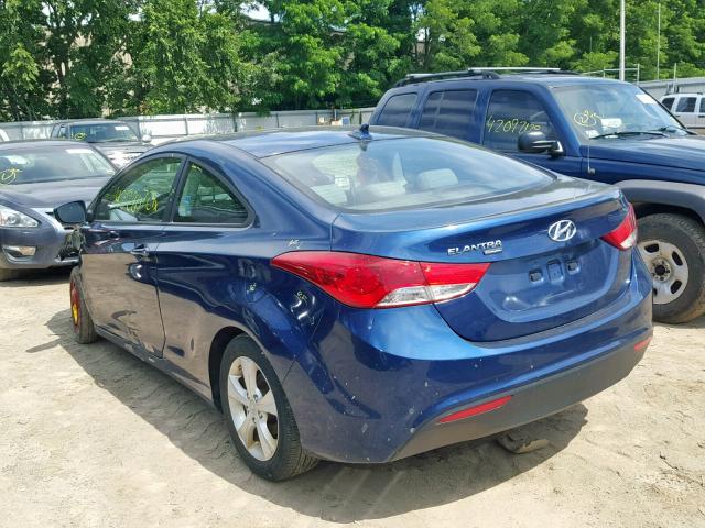 KMHDH6AE1DU004642 - 2013 HYUNDAI ELANTRA CO BLUE photo 3