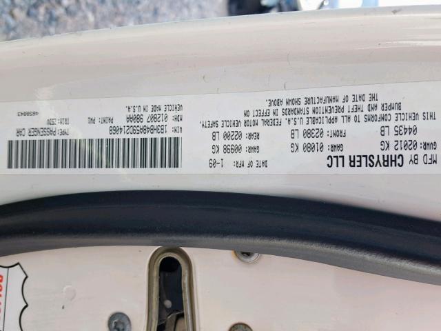 1B3HB48A59D214068 - 2009 DODGE CALIBER SX WHITE photo 10