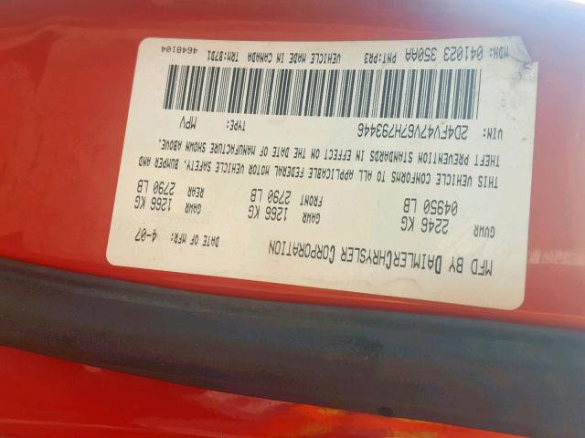 2D4FV47V67H793446 - 2007 DODGE MAGNUM SXT RED photo 10