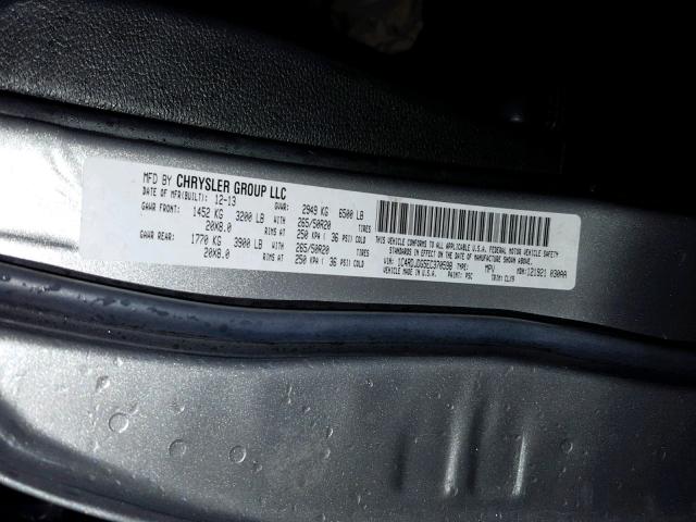 1C4RDJDG5EC370598 - 2014 DODGE DURANGO LI SILVER photo 10