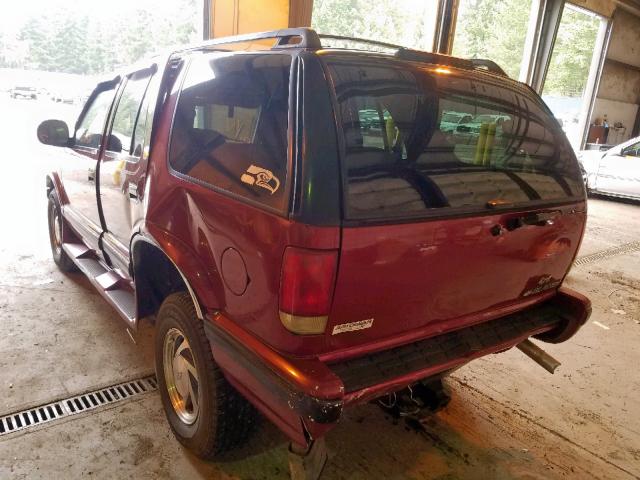 1GNDT13W6S2105171 - 1995 CHEVROLET BLAZER RED photo 3