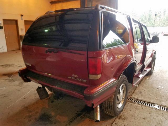 1GNDT13W6S2105171 - 1995 CHEVROLET BLAZER RED photo 4