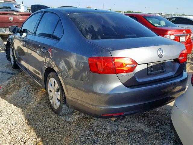 3VW2K7AJ9CM351877 - 2012 VOLKSWAGEN JETTA BASE GRAY photo 3