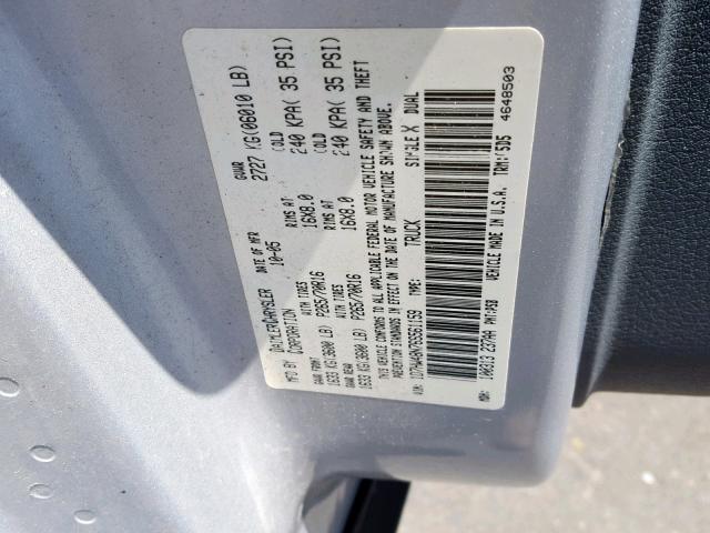 1D7HW48N76S561159 - 2006 DODGE DAKOTA QUA SILVER photo 10