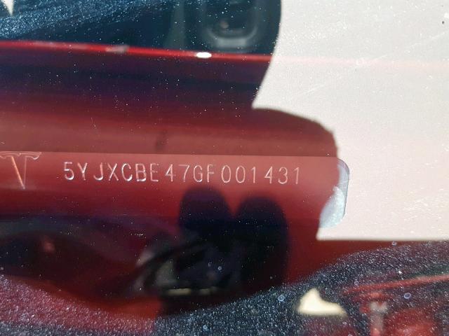 5YJXCBE47GF001431 - 2016 TESLA MODEL X RED photo 10