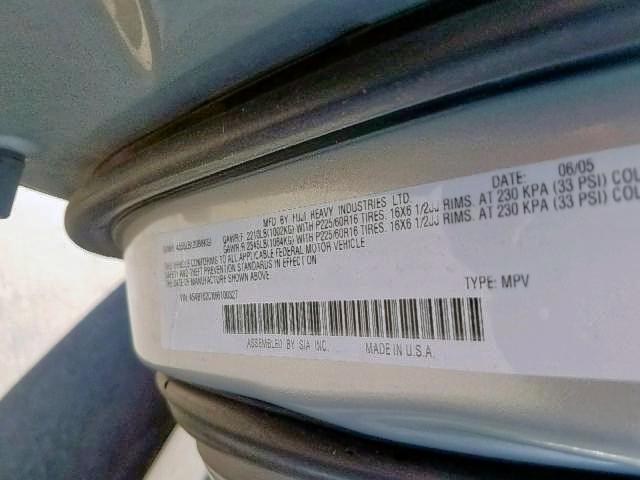 4S4BT62CX66100327 - 2006 SUBARU BAJA SPORT SILVER photo 10