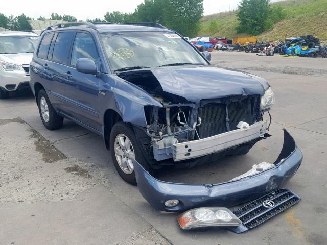 JTEHF21A430138340 - 2003 TOYOTA HIGHLANDER BLUE photo 1